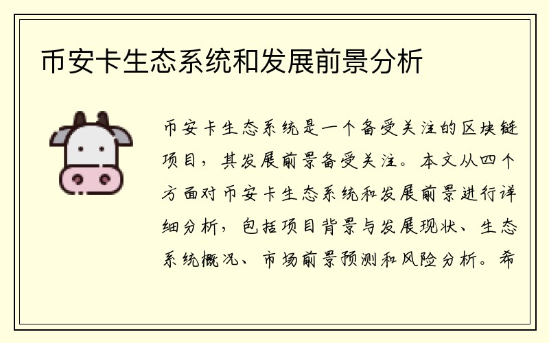 币安卡生态系统和发展前景分析