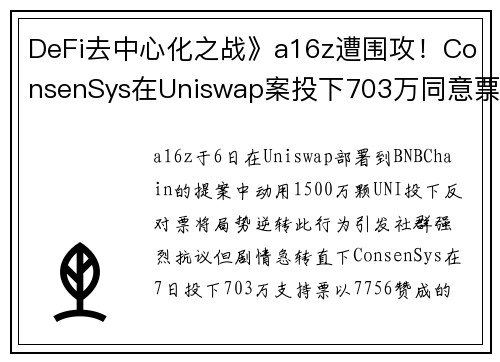 DeFi去中心化之战》a16z遭围攻！ConsenSys在Uniswap案投下703万同意票
